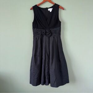 Jessica H Black Sleeveless Empire Waist Dress with Flower Detail 8